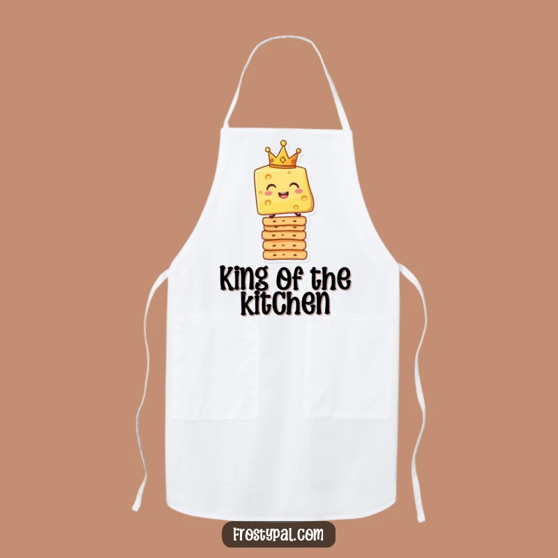 Funny Cheese King Apron - Chef's Crowned Cheese Cracker Stack Kitchen Gift