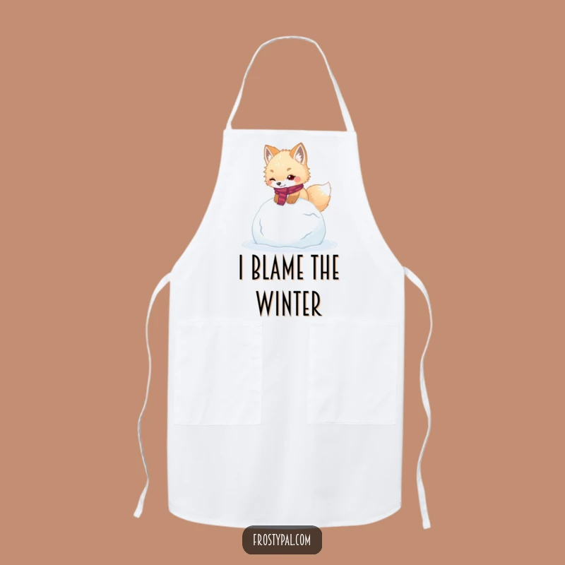 Funny Fox Apron: Kitchen Snow Antics, Hilarious Chef Wear for Winter Cooking