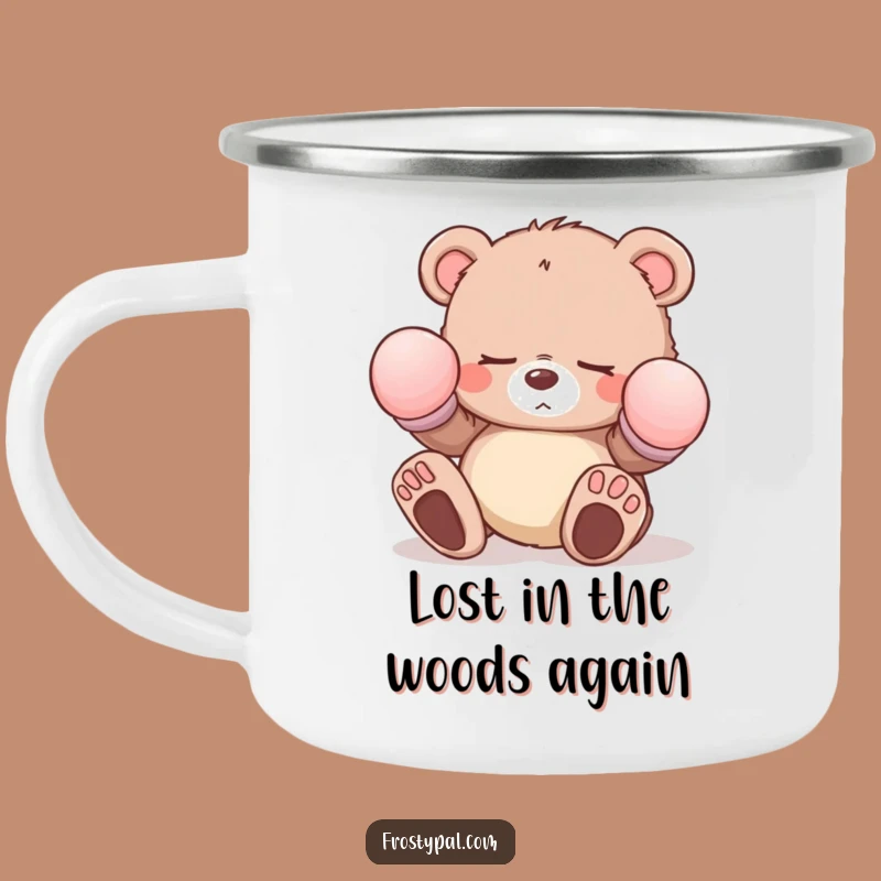 Funny Sleepy Bear Cub Camping Mug: Adorable & Hilarious Drinkware for Outdoors