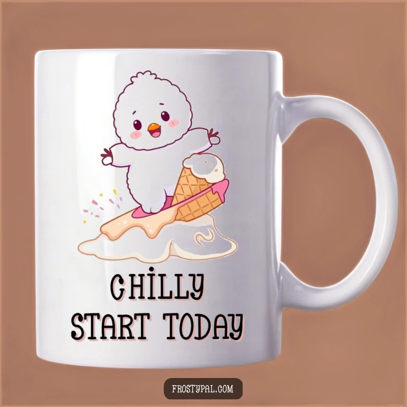 Funny Snowman Surf Ice Cream Mug - Hilarious Winter Mishap Gift