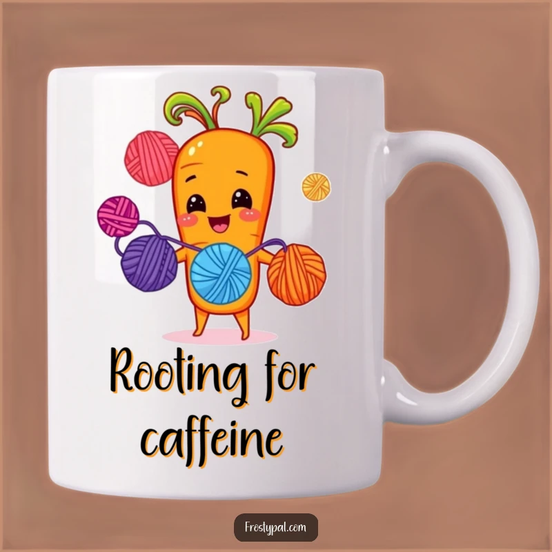 Funny Carrot Juggling Yarn Mug - Cheerful Crafter Humor Gift