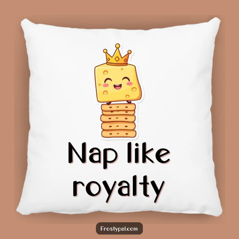 Funny Cheese King Pillow - Soft Crowned Cheese Cracker Stack Cushion Gift