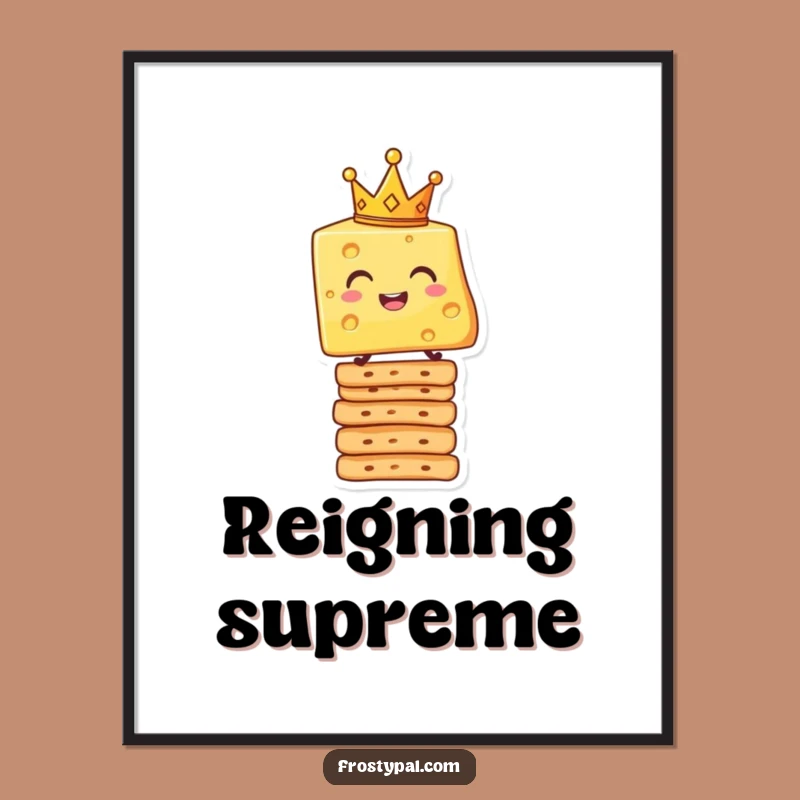 Funny Cheese King Digital Art - Crowned Cheese Cracker Stack Printable Wall Gift