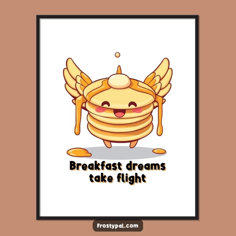 Funny Flying Pancakes Digital Art: Hilarious Breakfast Wall Decor for Instant Joy