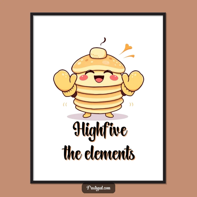 Funny Pancake Digital Art: Breakfast Action Print, Hilarious Instant Download for Decor