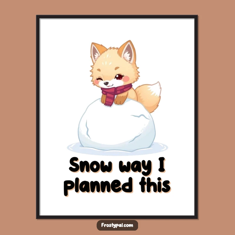 Funny Fox Digital Art: Snowy Tumble Print, Hilarious Instant Download for Decor