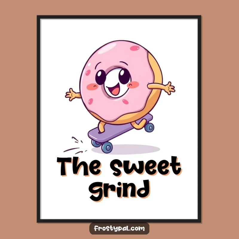 Funny Donut Skater Digital Art - Instant Motivational Decor!