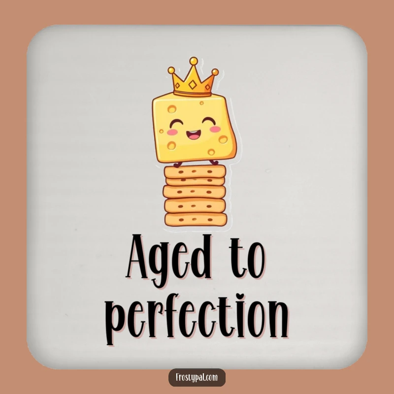 Funny Cheese King Coaster - Crowned Cheese Cracker Stack Protective Decor Gift