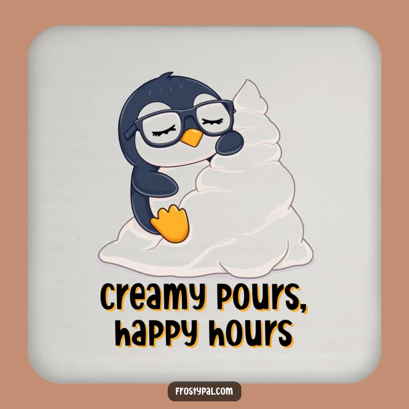 Funny Penguin Coaster: Creamy Ride Protector, Hilarious Bar Accessory for Table Surfaces