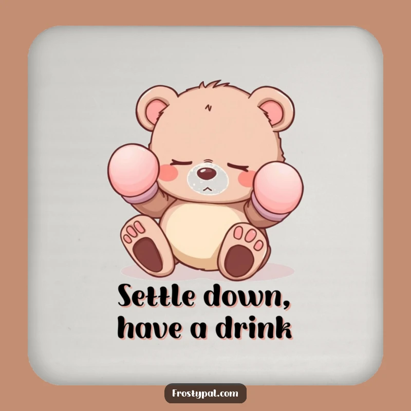 Funny Sleepy Bear Cub Drink Coasters: Adorable & Hilarious Set for Table Protection