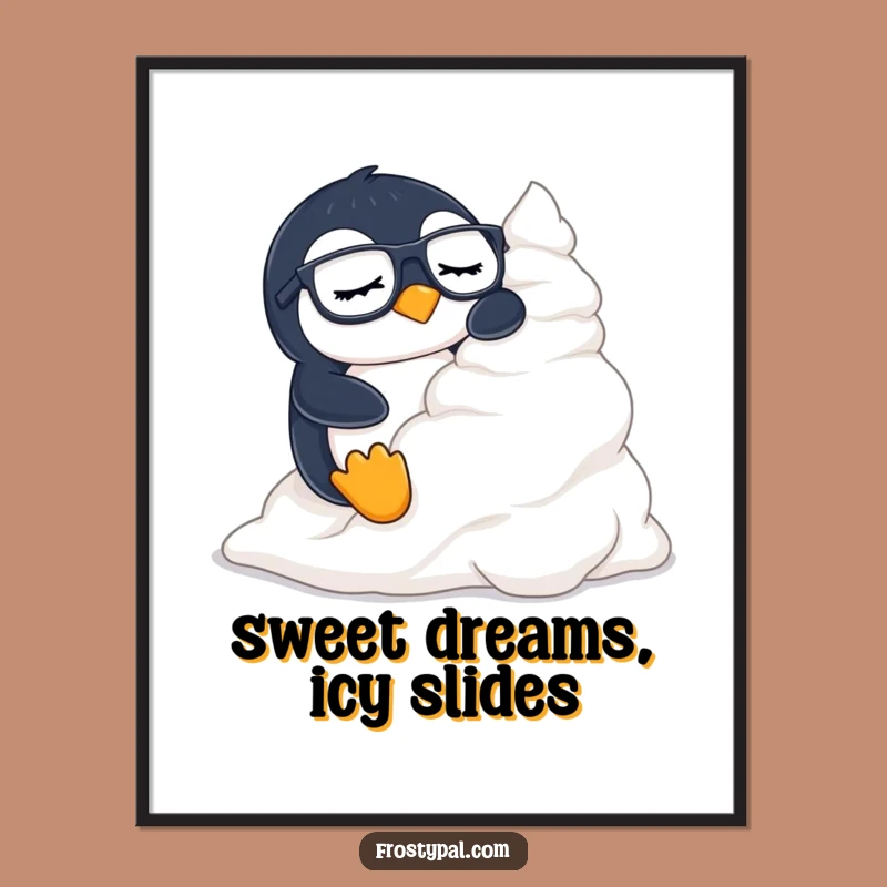 Funny Penguin Poster: Creamy Ride Art, Hilarious Wall Decor for Sweet Spaces