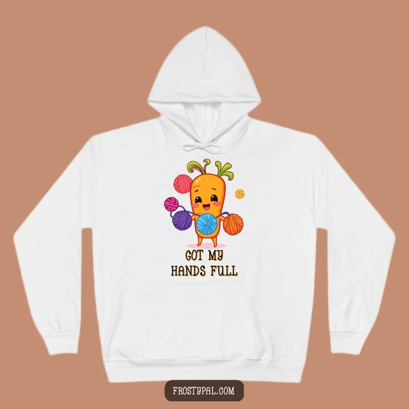 Funny Carrot Juggling Yarn Hoodie - Cozy Crafter Apparel Gift