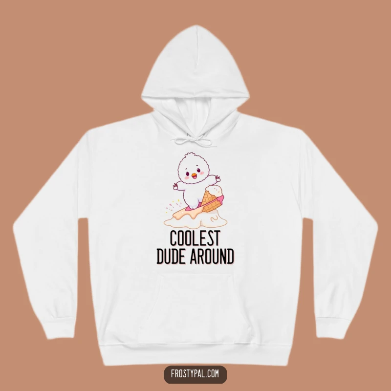 Funny Snowman Surf Ice Cream Hoodie - Cozy Wacky Winter Wear Gift