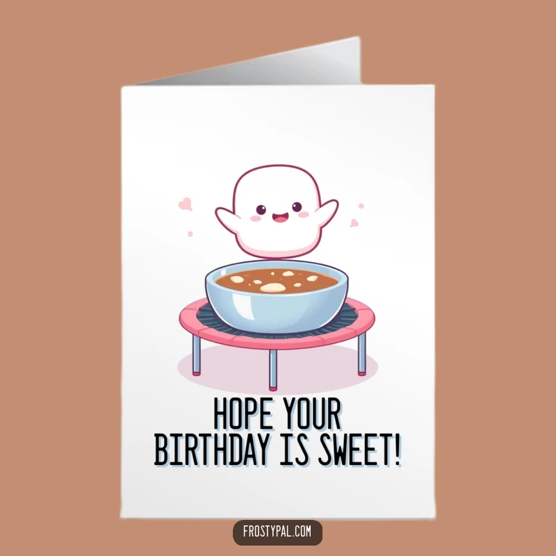 Free Printable Birthday Card: Funny Marshmallow Splash - Humorous DIY Downloadable Gift