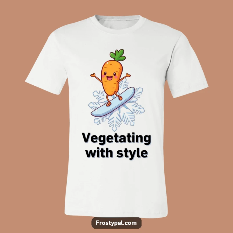 Funny Carrot T-Shirt: Snow Surfer Veggie, Hilarious Winter Tee for Playful People