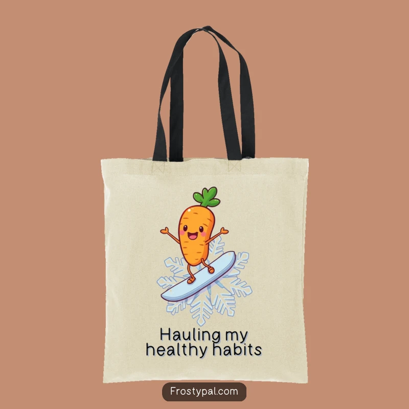 Funny Carrot Tote Bag: Snow Day Surfer, Hilarious Accessory for Market Trips