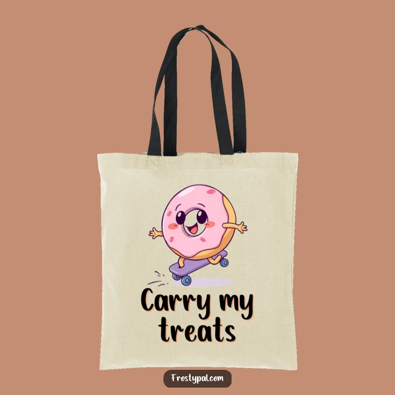 Funny Donut Skater Tote Bag - Carry Your Goals with Style!